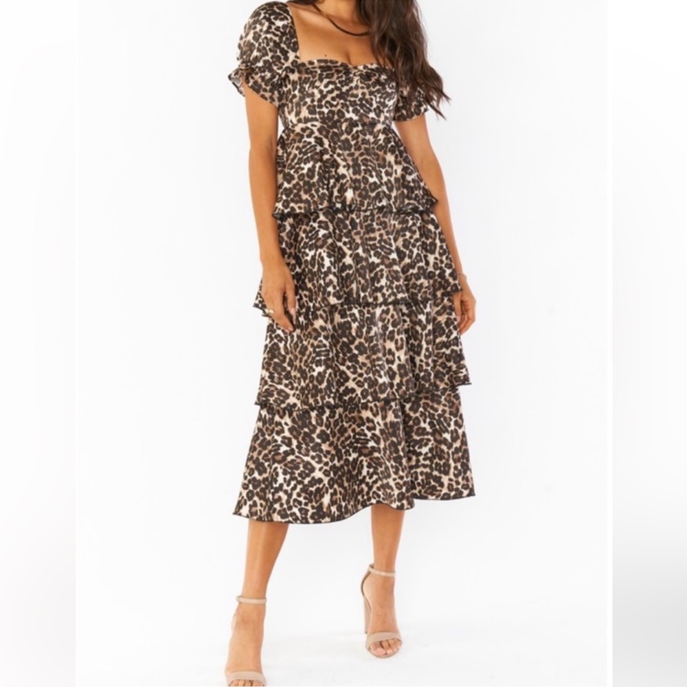 Show Me Your Mumu Charleston Ruffle Dress Leopard Twisted Knot Front